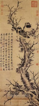 two boys singing Painting - two crows in a tree old China ink
